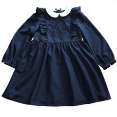 美品　組曲　ネイビー フリル付き ワンピース　120★★