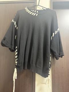 CLEL ハンドステッチ 半袖サイドレースニット