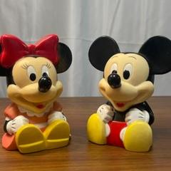ミッキー ミニー 貯金箱 昭和レトロ ソフビ フィギュア 胸像