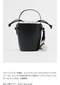 バケットバッグ 黒/白 ZARA ドローストリング バケットバッグ 黒 - メルカリ