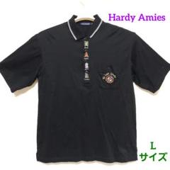 Hardy Amies Sport ポロシャツ刺繍デザインの黒ポロシャツ