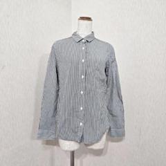 amherst　コットンストライプシャツ　ブラウス　チャコールグレー（M）