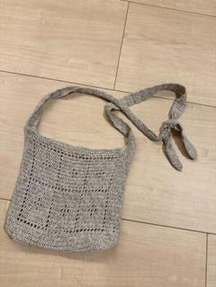 グレー 編み物 ショルダーバッグ サコッシュ