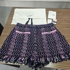 CHANEL ツイードショートパンツ 36 ネイビー、紫、ピンク - メルカリ