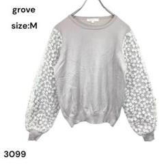グローブ　grove シャツ　トップス　レース　長袖　Ｍ　花柄　おしゃれ