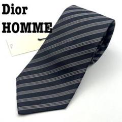 美品★ディオール　オム　ネクタイ　ストライプ　Dior homme　ナロー 美品】ディオールオム ナロータイ ブラック ストライプ 高級