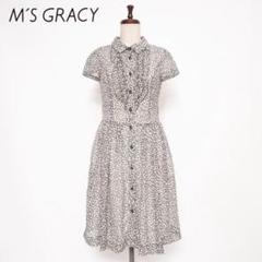 美品 M'S GRACY 総フラワーシフォンワンピース 白サイズ36*ED738
