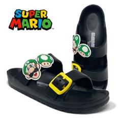 SUPER MARIO　ベルトサンダル　ルイージ柄　ブラック　20cm
