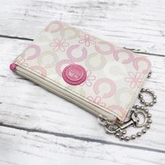 コーチ COACH コインケース オプアート アイボリー×ピンク×ベージュ