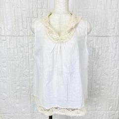 【新品】ナチュラル上品◎ e.r.g 白 綿麻　涼しい✨ ノースリーブ【175】