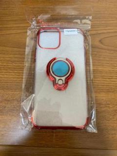 iPhone12MINI ケース クリア リング付き　赤