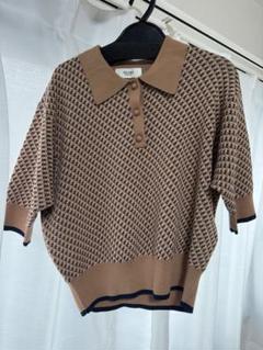 BEAMS HEART ジャガードニットポロシャツ　ブラウンのサムネイル