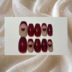 レッドフレンチ フラッシュネイル 004