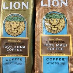 ライオン100% コナコーヒー & 100%マウイコーヒー 【豆2個セット】 ハワイ産 100% コナコーヒー & 100%マウイコーヒー 【豆2個