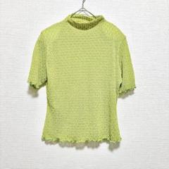 トップス【M】カットソー 半袖 日本製 肩パッド 取り外し可能 黄緑