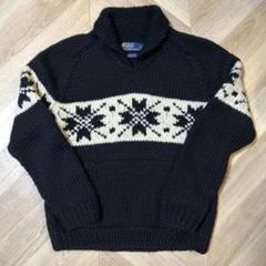 Polo by Ralph Lauren ハンドニットセーター M 黒　古着