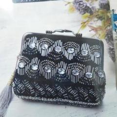 ●ビーズ刺繍キット 手芸キット ナイトブルーのがま口ポーチ 小物入れ