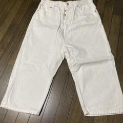 美品　ichi　定番クロップド丈サルエルデニムパンツ　ホワイト 美品 ichi 定番クロップド丈サルエルデニムパンツ ホワイト