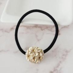 ハンドメイド　ヘアゴム　アクリル ドイツ製 カボション フラワー　No.366