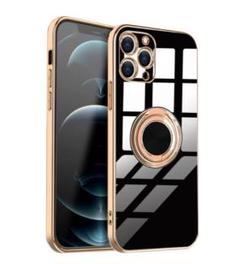 iPhone14 Pro ケース リング付き メッキ加工 ソフト ブラック