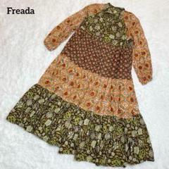 美品◇Freadaインド四段パッチワークティアードワンピース