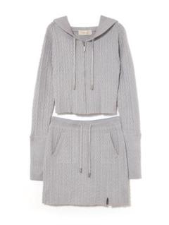 Heart cable knit set up ニットパーカースカート - メルカリ