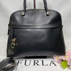 【極美品】フルラ パイパー 2way ショルダーバッグ レザー 斜め掛け 黒