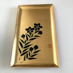 工芸 漆器 七宝 角盆 ミニお盆 おぼん トレー 花柄 金彩 漆器