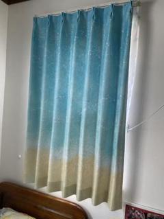 遮光カーテン　ビーチ　魚　砂浜　留めベルト　部屋に海辺の景色広がる♪