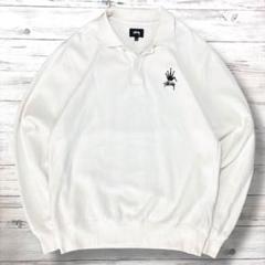 STUSSY スウェッット 刺繍ロゴ ホワイト L 1149