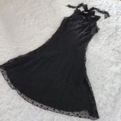 プリファレンスパーティー ロング ドレス ドット ワンピース 黒 日本製 L