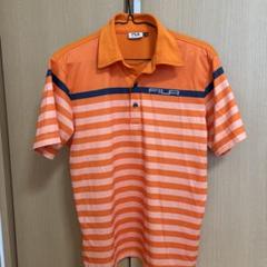 FILA GOLF ポロシャツ M オレンジ ストライプ