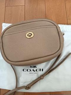 COACH ベージュ レザー ショルダーバッグ