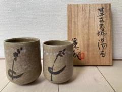 笠間焼　中野晃嗣　湯呑み 中野晃嗣 草文夫婦湯呑 - メルカリ