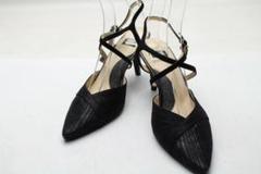 ○新品 卑弥呼 本革ヌバック光沢ストラップパンプス 25○B10