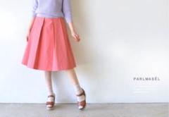 PARLMASEL(パールマシェール) タフタミディ丈タックフレアスカート　38