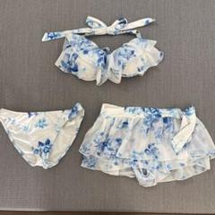 Sweet Flavor 三愛水着 花柄 白 ブルー 3点
