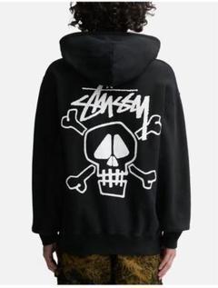 Stussy スカルデザイン パーカー STUSSY ステューシー スカル 薔薇 バラ パーカー ブラック sizeM