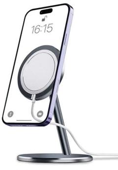 黒 MagSafe充電器用スマホスタンド 調節可 アルミニウムデスク充電ホルダー