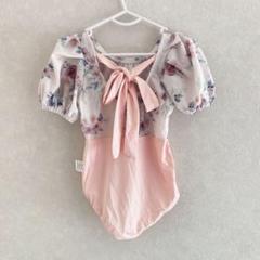 花柄 スイムウェア 水着 ワンピースタイプ 女の子 キッズ ピンク りぼん