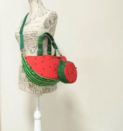 スイカ　ショルダーバッグ　ポーチ　セット　ハンドメイド　西瓜　夏