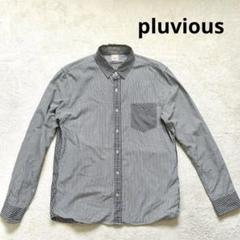 【pluvious】M チェック柄 コットンシャツ 長袖　ストライプ　春秋