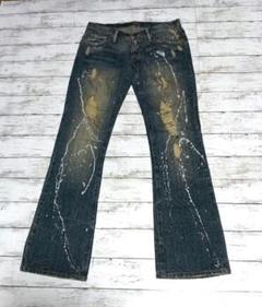 ノーブランド フレアパンツ opium 光沢 フレア パンツ コーティング デニム opium ボラン似 - メルカリ