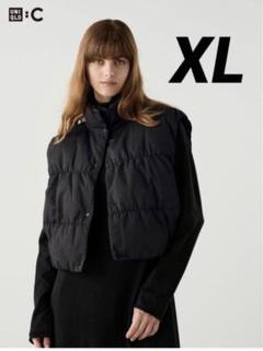 【新品•XL】ユニクロシーダウンクロップドベスト UNIQLO ブラック UNIQLO ダウンクロップドベスト ブラック