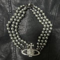 Vivienne Westwood 3連パール ビッグオーブネックレス ブラック
