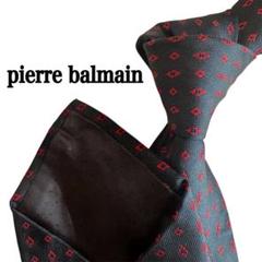 Pierre balmainブラックネクタイ赤ドット柄　ダイヤモンド柄 SILK