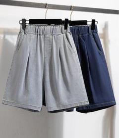 無地＆シンプル ショートパンツ 薄手 ワイドパンツ ハイウエスト 着痩せ