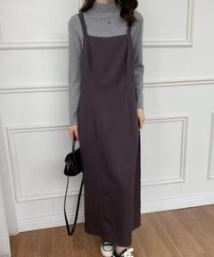 新品 ECLIN バックスリットIラインキャミワンピース ダークブラウン S