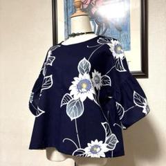 着物リメイク　浴衣　チュニック　トップス　ブラウス　ハンドメイド　薔薇　花柄　綿 最高級 着物リメイク浴衣チュニックトップスブラウス