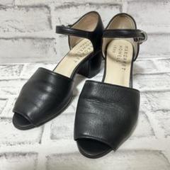 美品MARGARET HOWELL ブラックレザーシューズ フラットシューズ マーガレットハウエル バレエシューズ フラットシューズ レザー